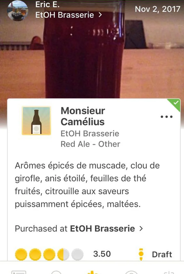 Avis Untappd sur MécaniThé