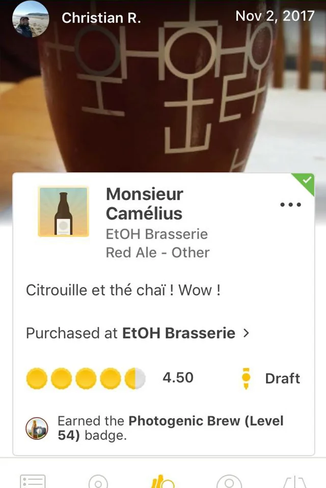 Avis Untappd sur MécaniThé
